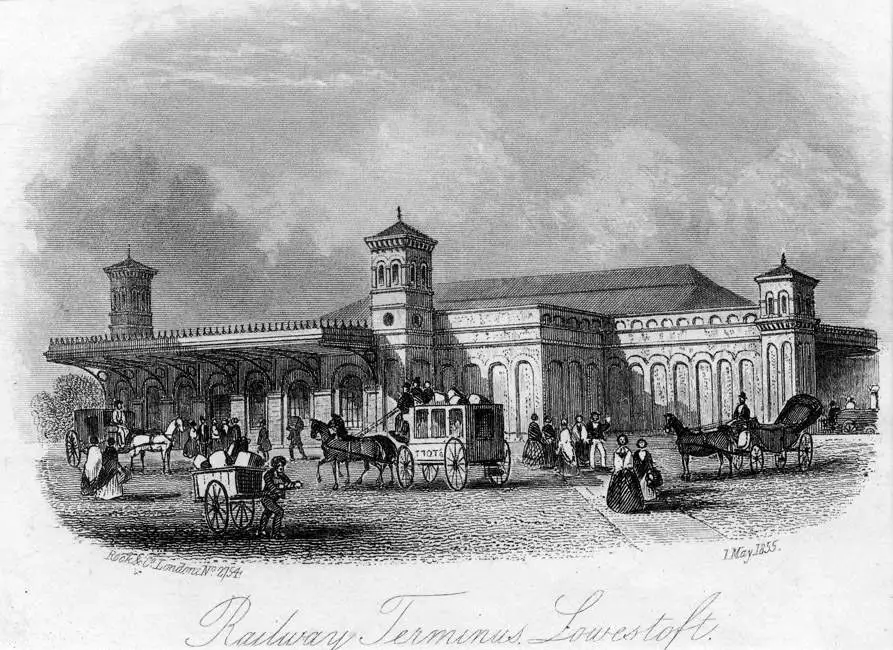 Figure 1 – Etching of Lowestoft Railway Station in 1855 (Image courtesy of Suffolk Archives, ref LRO/1300/72/47/21)