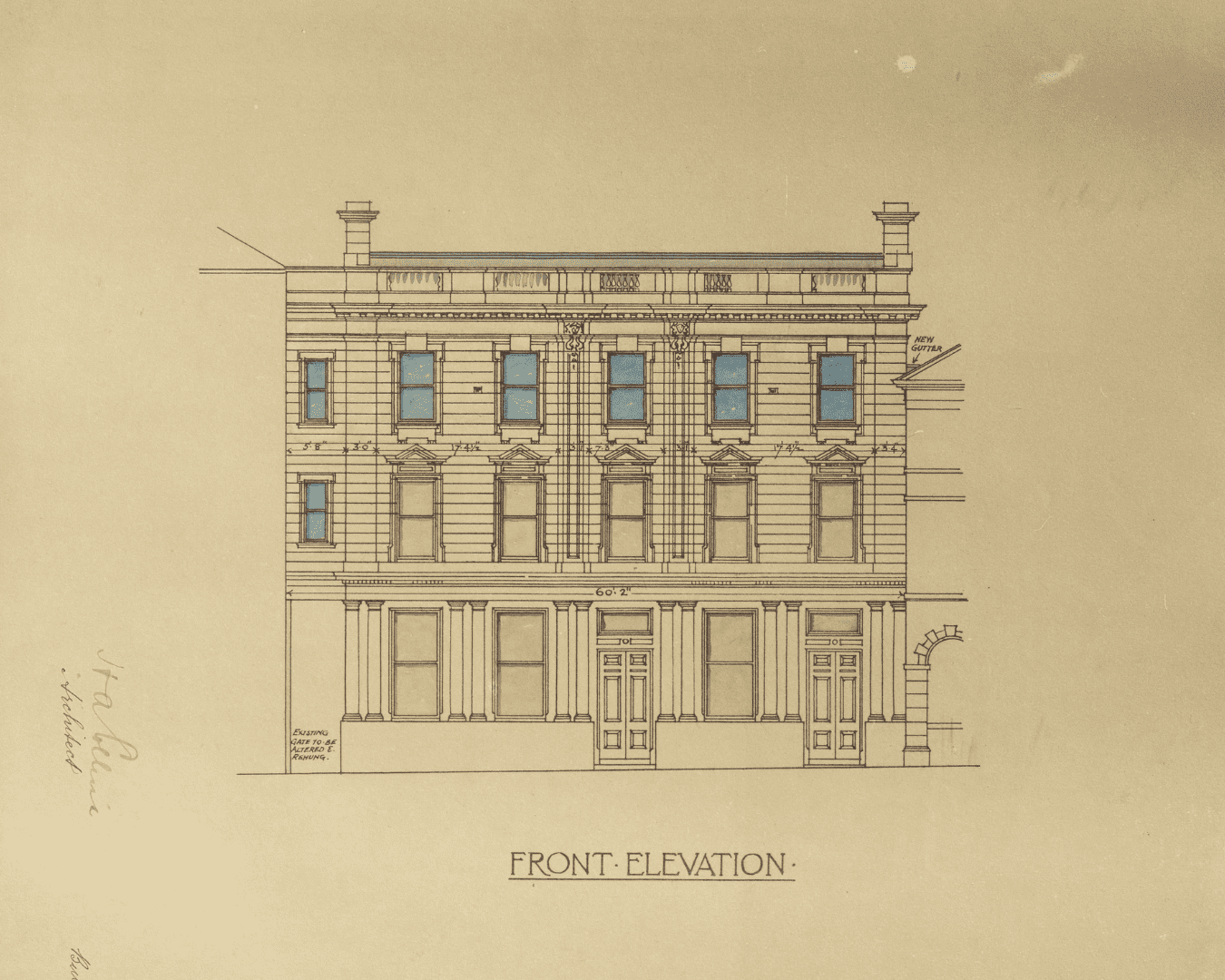 Figure 2 – Drawing from 1909 of the extension to the Post Office to provide the second floor (Image Courtesy of the National Archives, Kew)