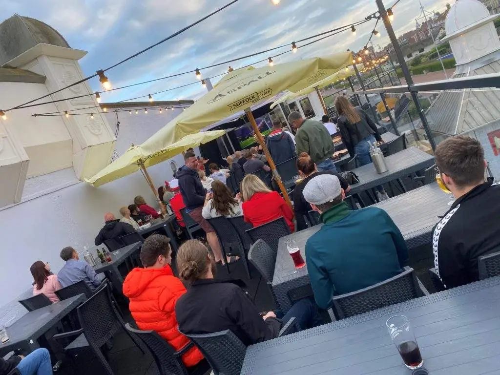 a rooftop terrace was built feeding from our upstairs sports bar